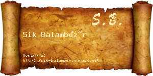 Sik Balambér névjegykártya